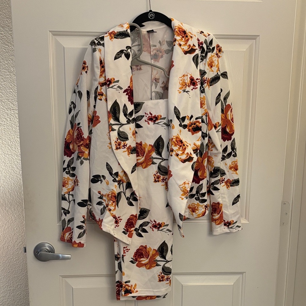 Floral Blazer and Pants Set
